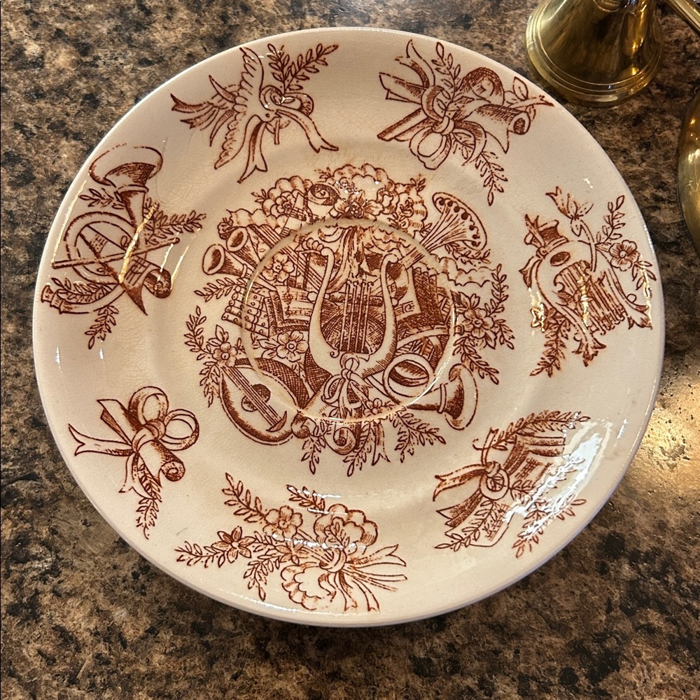 Antique Aesthetic Movement Brown Transferware Saucers - Picture 2 of 5